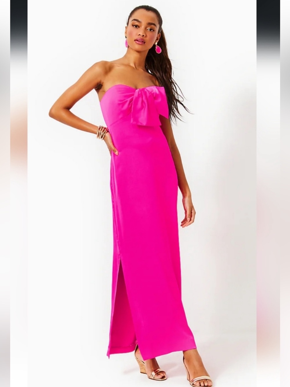 NWT Lilly Pulitzer Carlynn Satin Maxi Bow Dress size 4 New With Tags